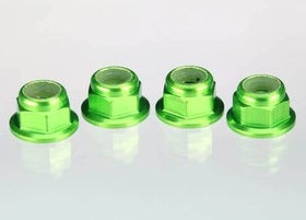 Traxxas Lock Nut Aluminum Flanged M4 Green (4) TRA-1747G